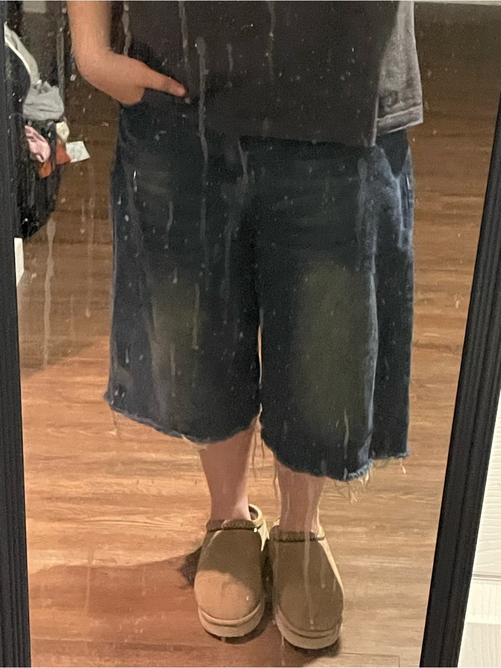 Wide-Leg Dark Wash Denim jorts